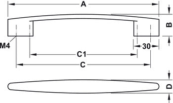 Furniture Handle, Zinc Alloy, Hafele design