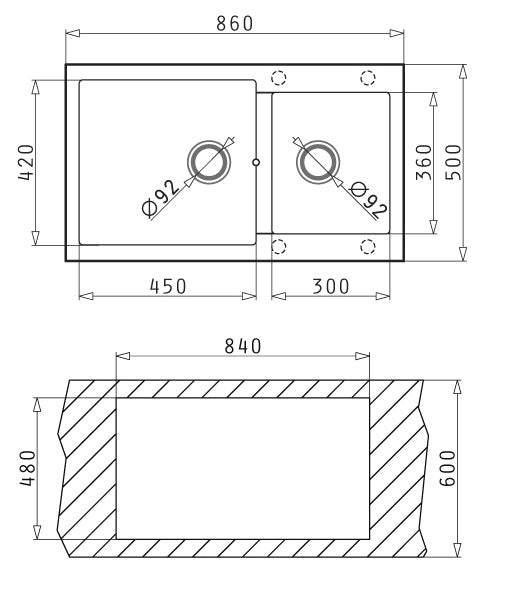 Granite Sink Top mount 1 3/4 Bowl Sink