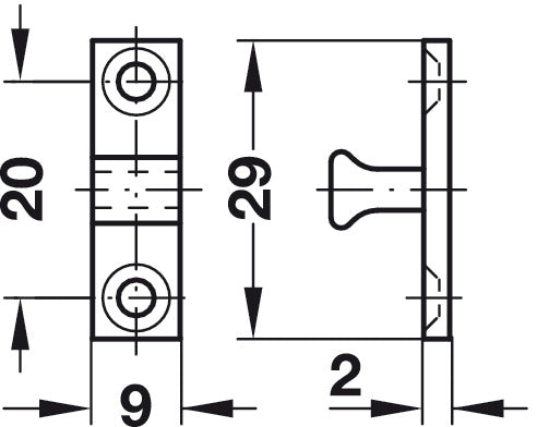 Twin Ball Catch 43 mm, bright brass 49mm