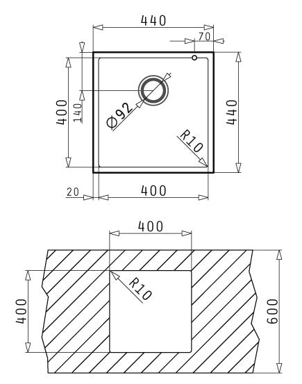 Granite Sink Undermount 1-Bowl Sink
