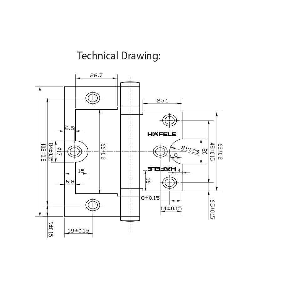Flush Hinge 4" x 3" x 2.5mm