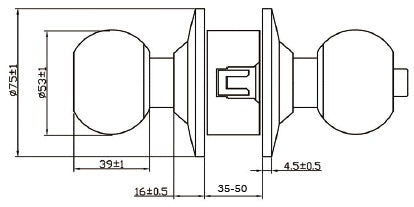 Cylindrical Knob Lockset, Stainless steel, Entrance function
