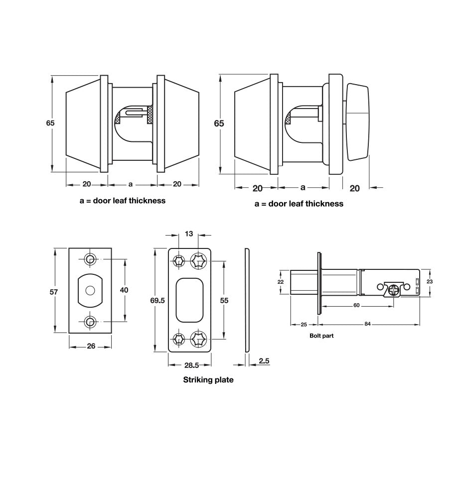 Locking and Security Deadbolt locks,Heavy duty, Single Cylinder ( 489.10.124/126) Double Cylinder ( 489.10.121/123)