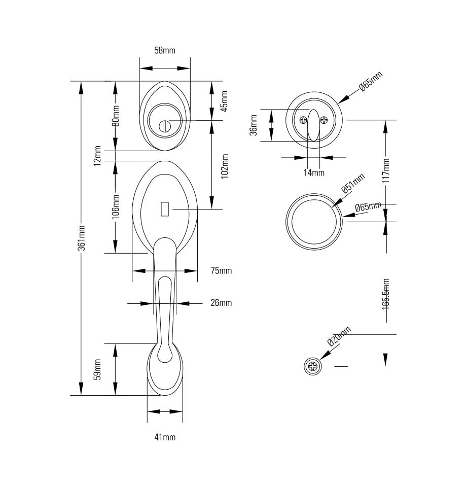 Grip handle set Standard Duty