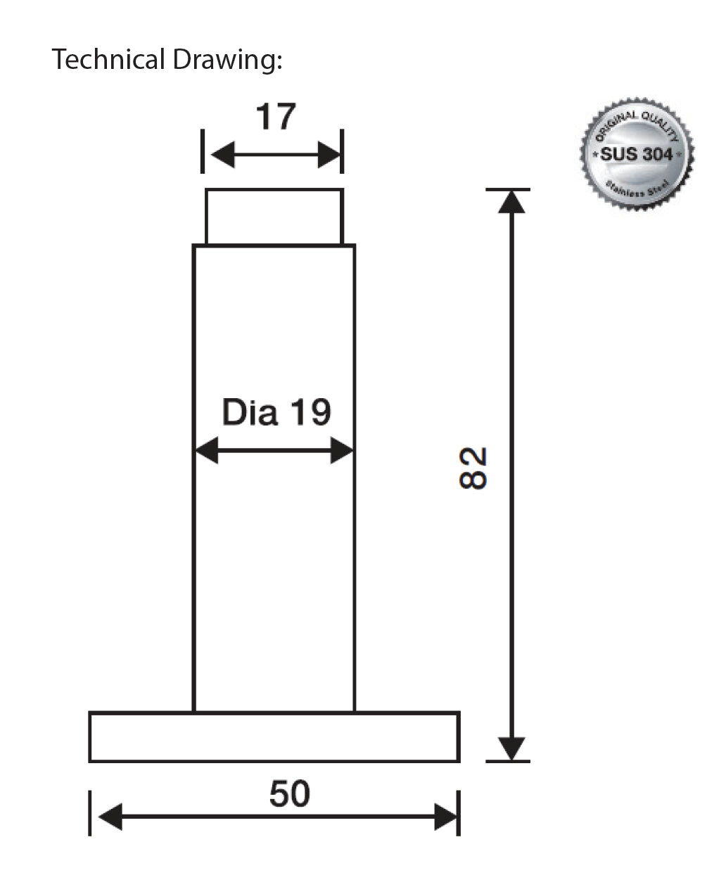 Door Stopper, Stainless Steel, wall mounted