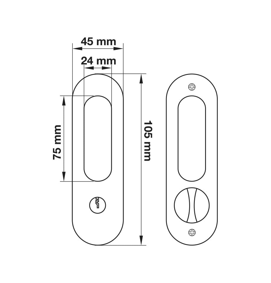 Mortise pull handle for sliding doors