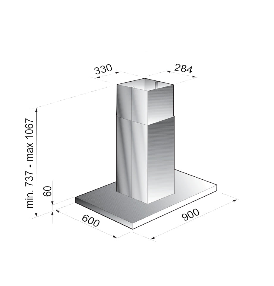 Ceiling Mounted Chimney Hood 90cm