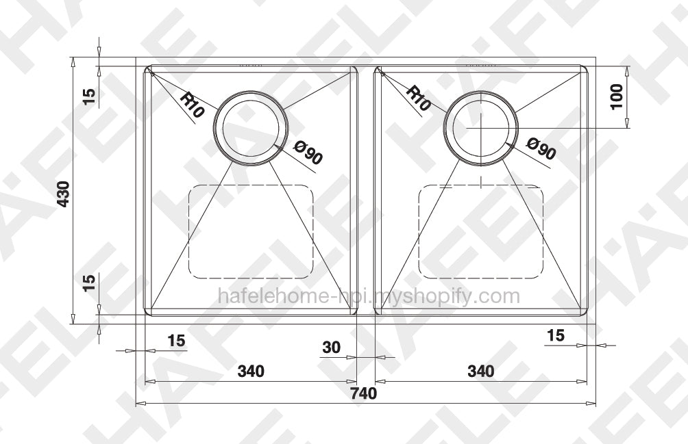 Kitchen Sink, Undermount Double Bowls