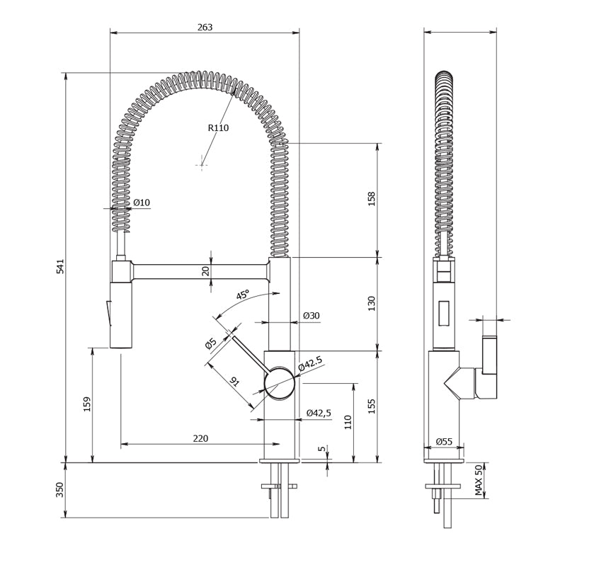 Kitchen Mixer Flexible spray head
