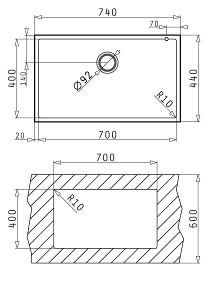Granite Sink Undermount 1-Bowl Sink