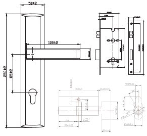 Lever handle set with mortise lock and profile cylinder