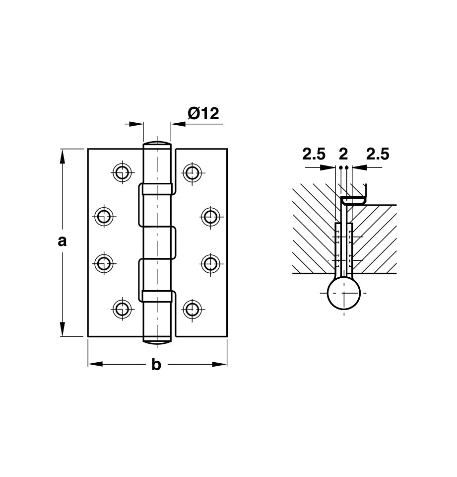 Butt Hinge 4" x 3" x 2.5mm