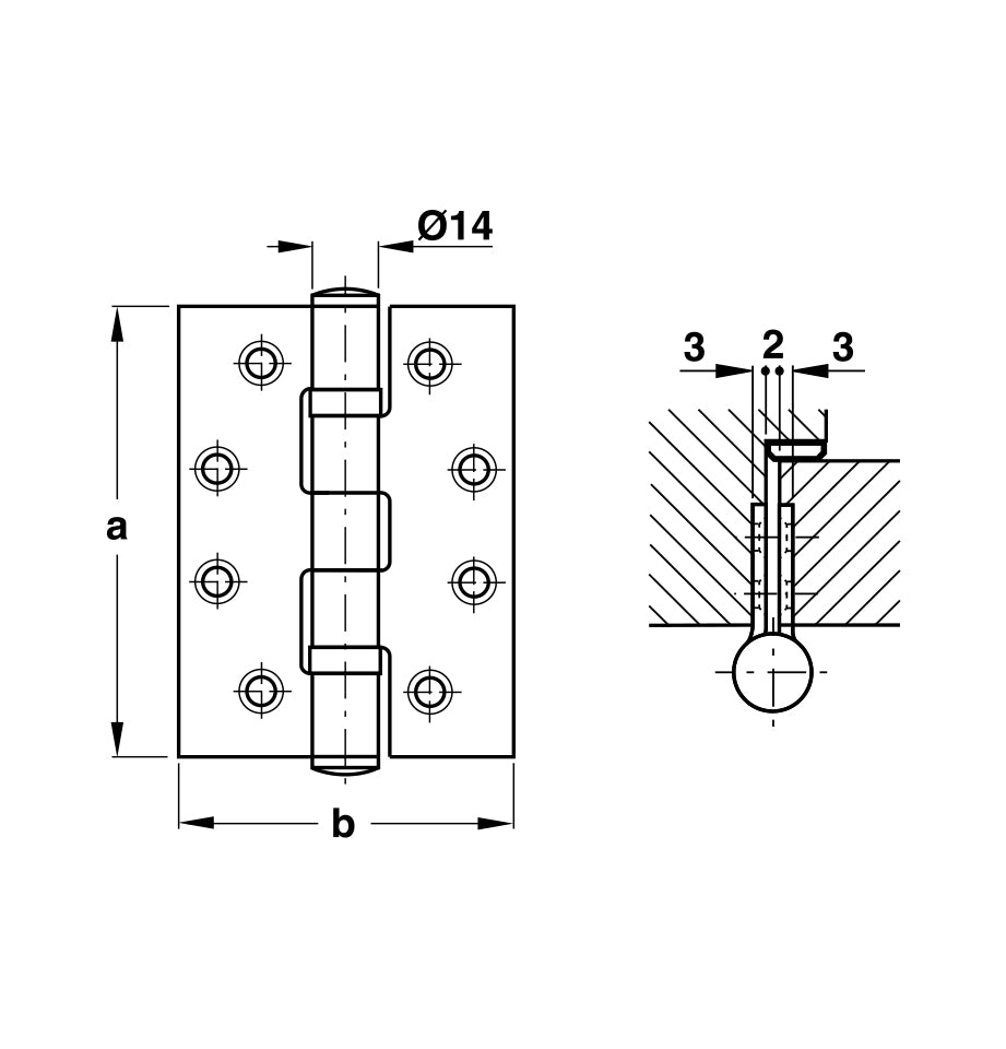 Butt Hinge 4" x 3" x 3mm