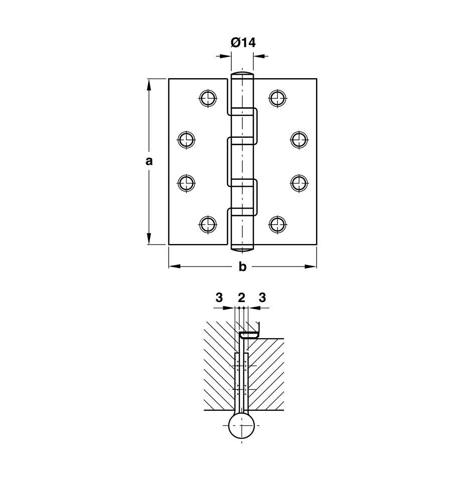 Butt Hinge 4.5" x 4" x 3mm