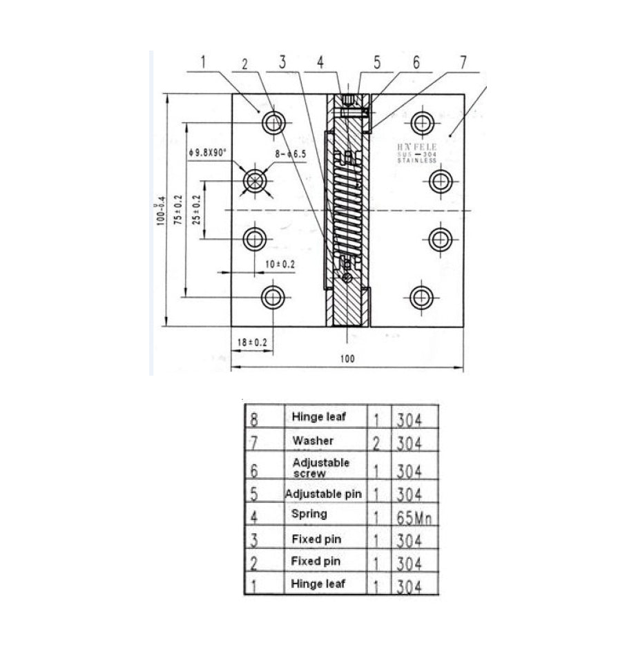 Single action spring hinge 102mm
