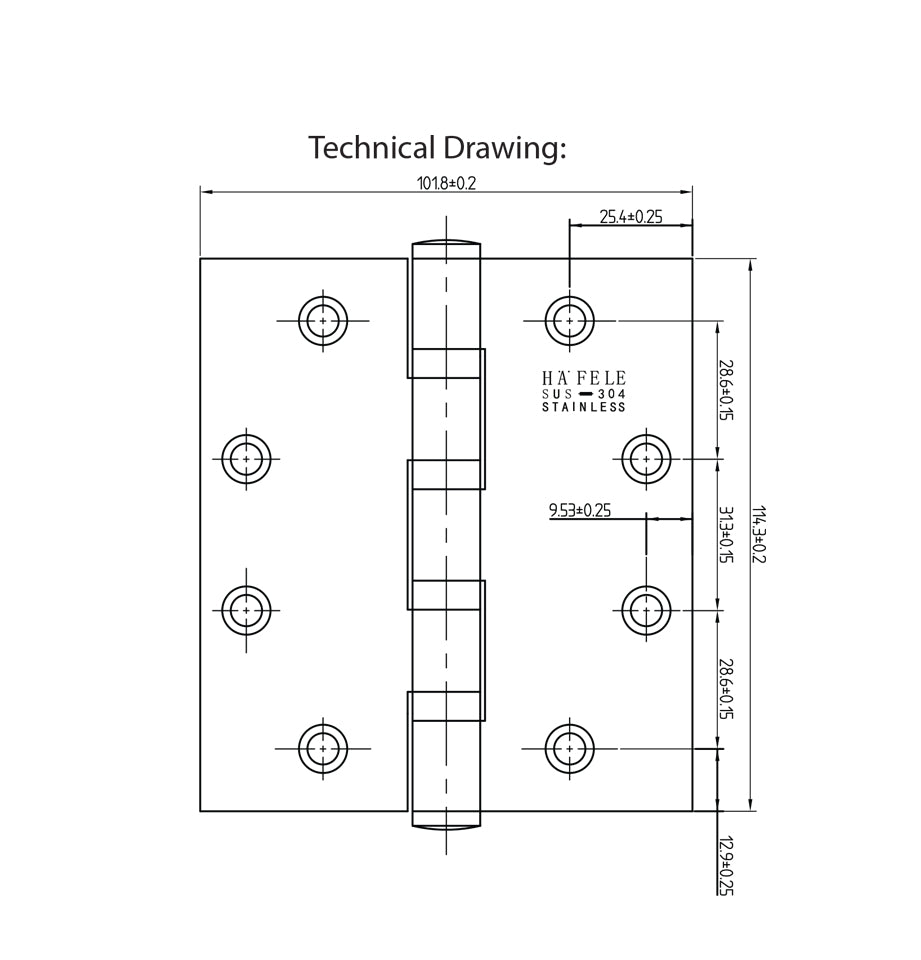 Butt Hinge 4.5" x 4" x 4mm
