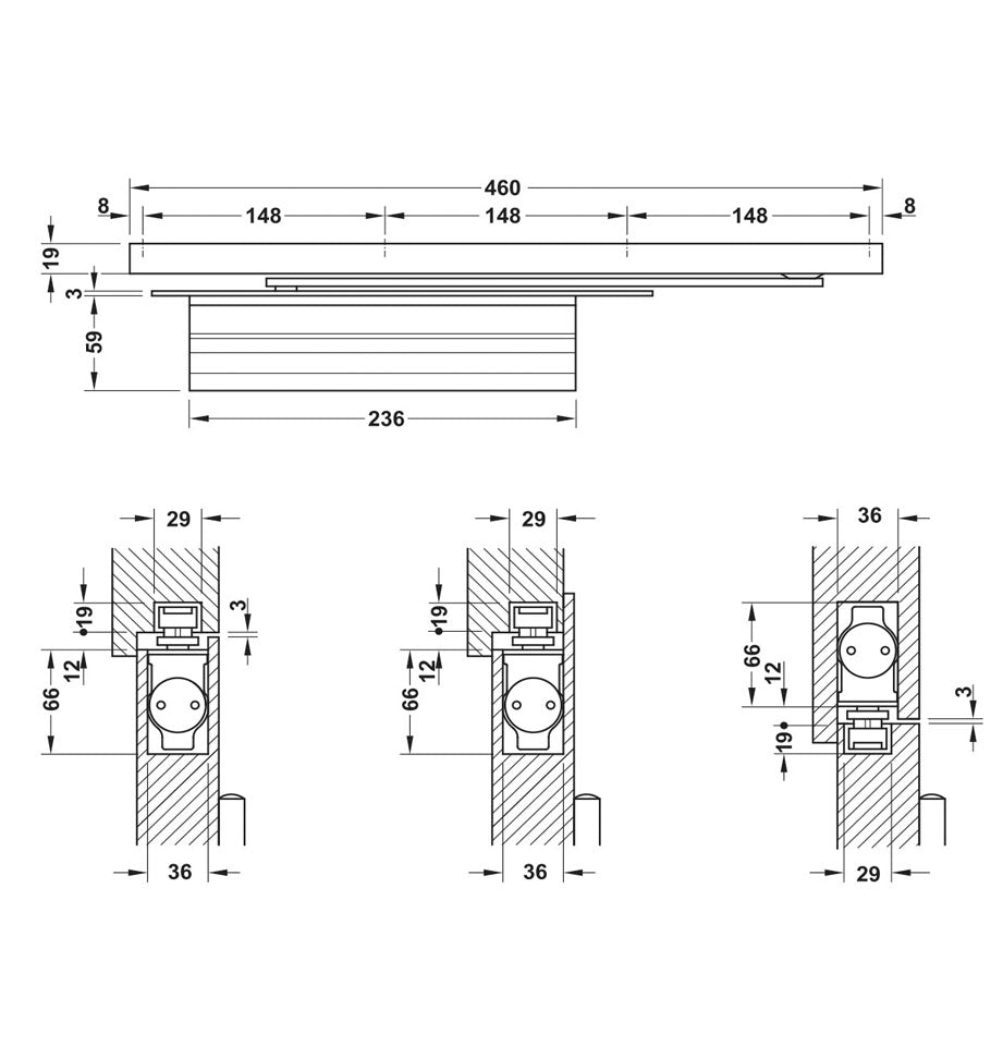 Concealed door closers DCL 33 EN 2-4