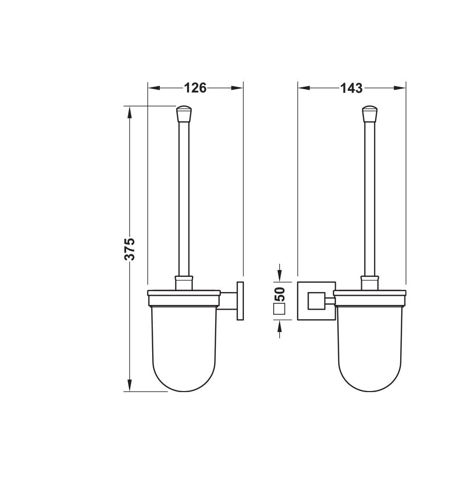 WC brush set, with satin frosted glass (Cat. No. 980.60.682/683)