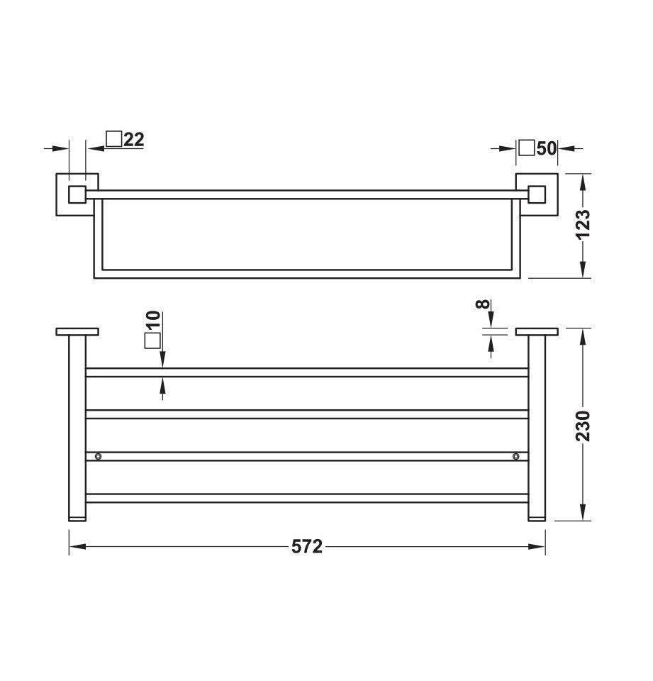 Towel shelf with towel rail (Cat. No. 980.60.752/753)