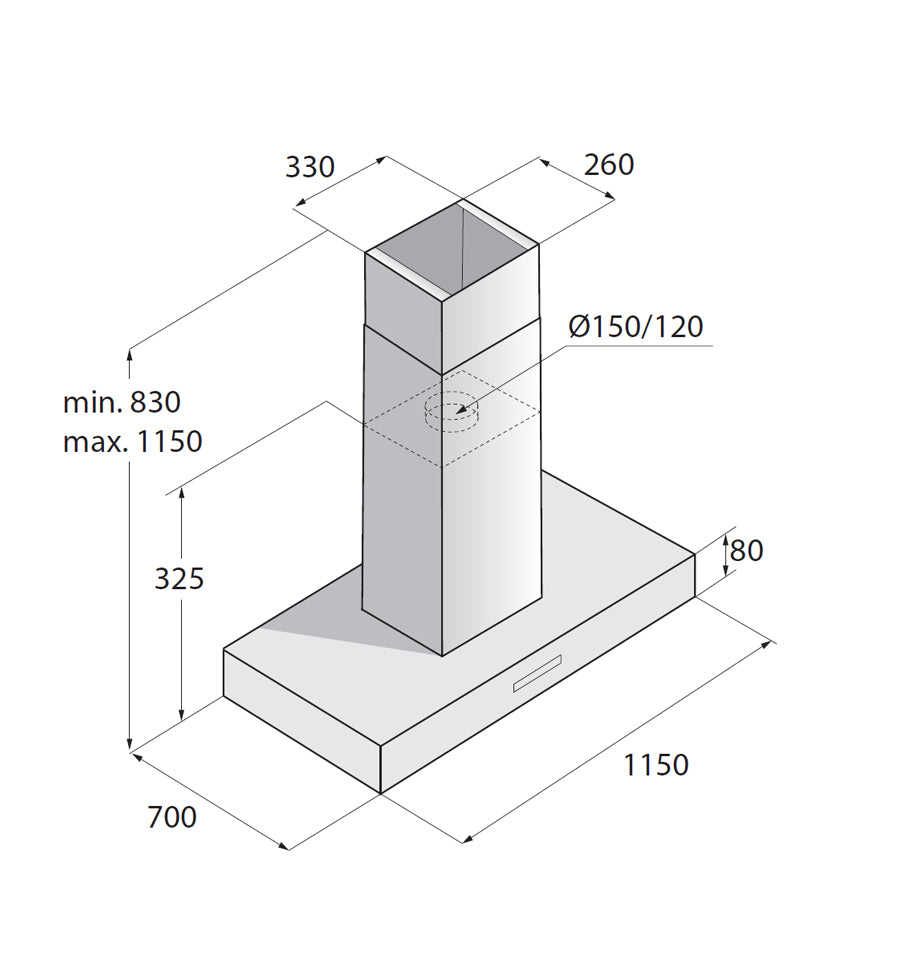 115 cm Island Air Logic Cooker Hood Stainless Steel CI41236S