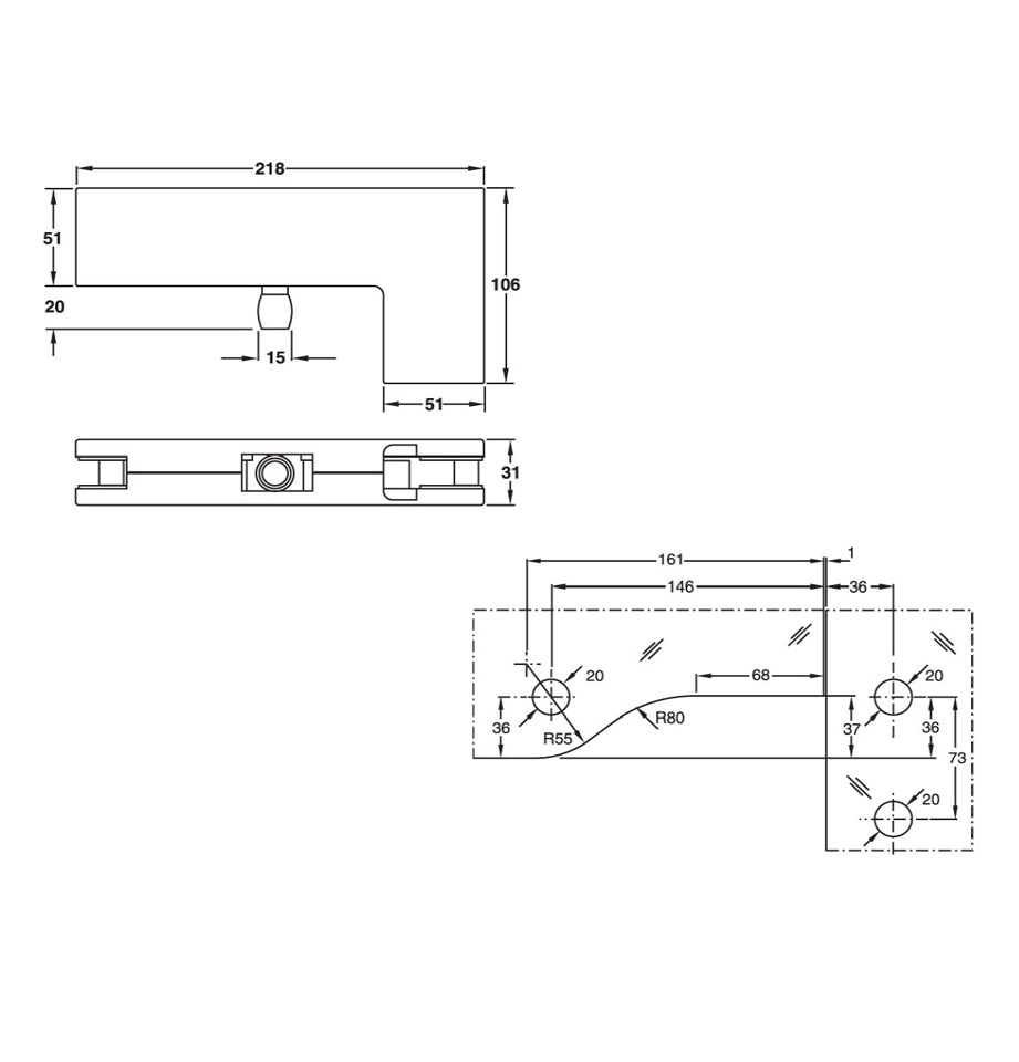 Fanlight/side panel Patch Fittings