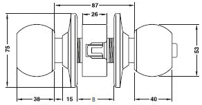 Cylindrical Knob Lockset, Antique brass