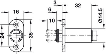 Magnetic Pressure Catch 1wing,Black,for Glass doors,(482.02.176)