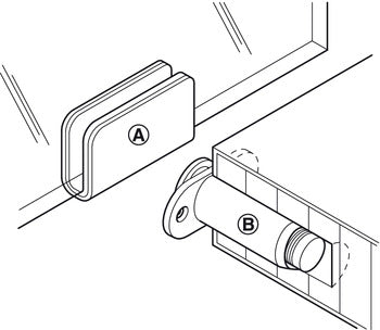 Magnetic Pressure Catch 1wing,Black,for Glass doors,(482.02.176)