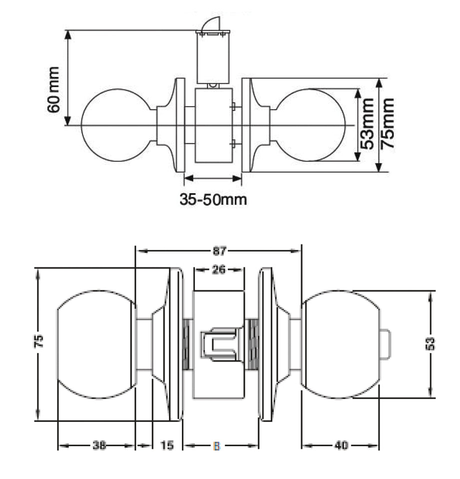 Cylindrical Knob Lockset Standard Duty