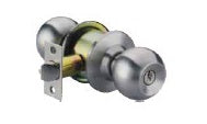 Cylindrical Knob Lockset, Stainless steel, Entrance function