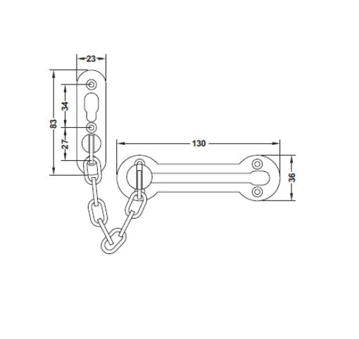 Door Chain, Stainless steel Matt colored