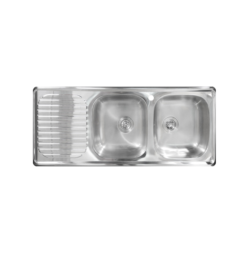 Kitchen Sink Double Bowl with Drainboard