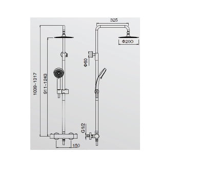 Shower Column, Stainless steel