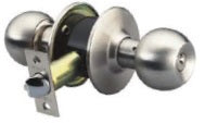 Cylindrical Knob Lockset, Antique brass